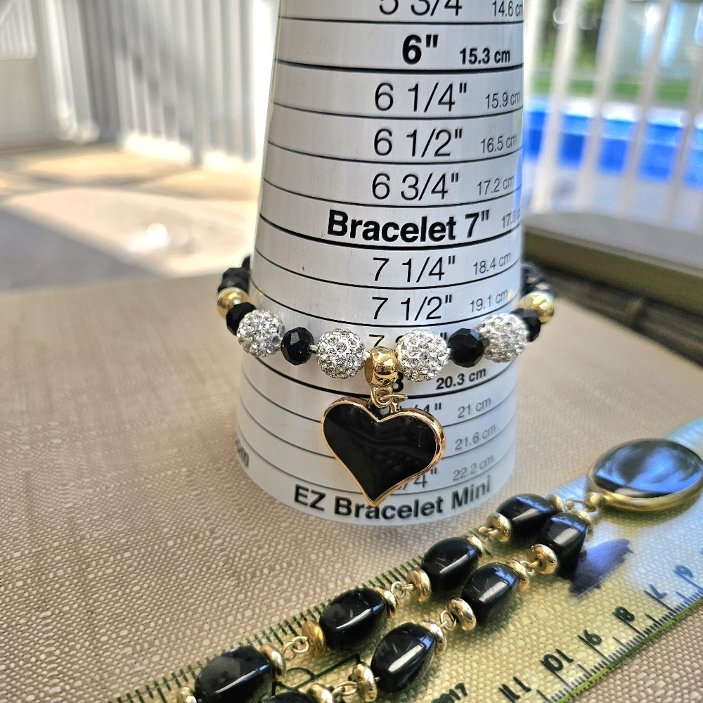 SET! Carolina Herrera Bead Necklace, Brass Cuff, & Black Bead Bracelet SET! - Picture 14 of 14